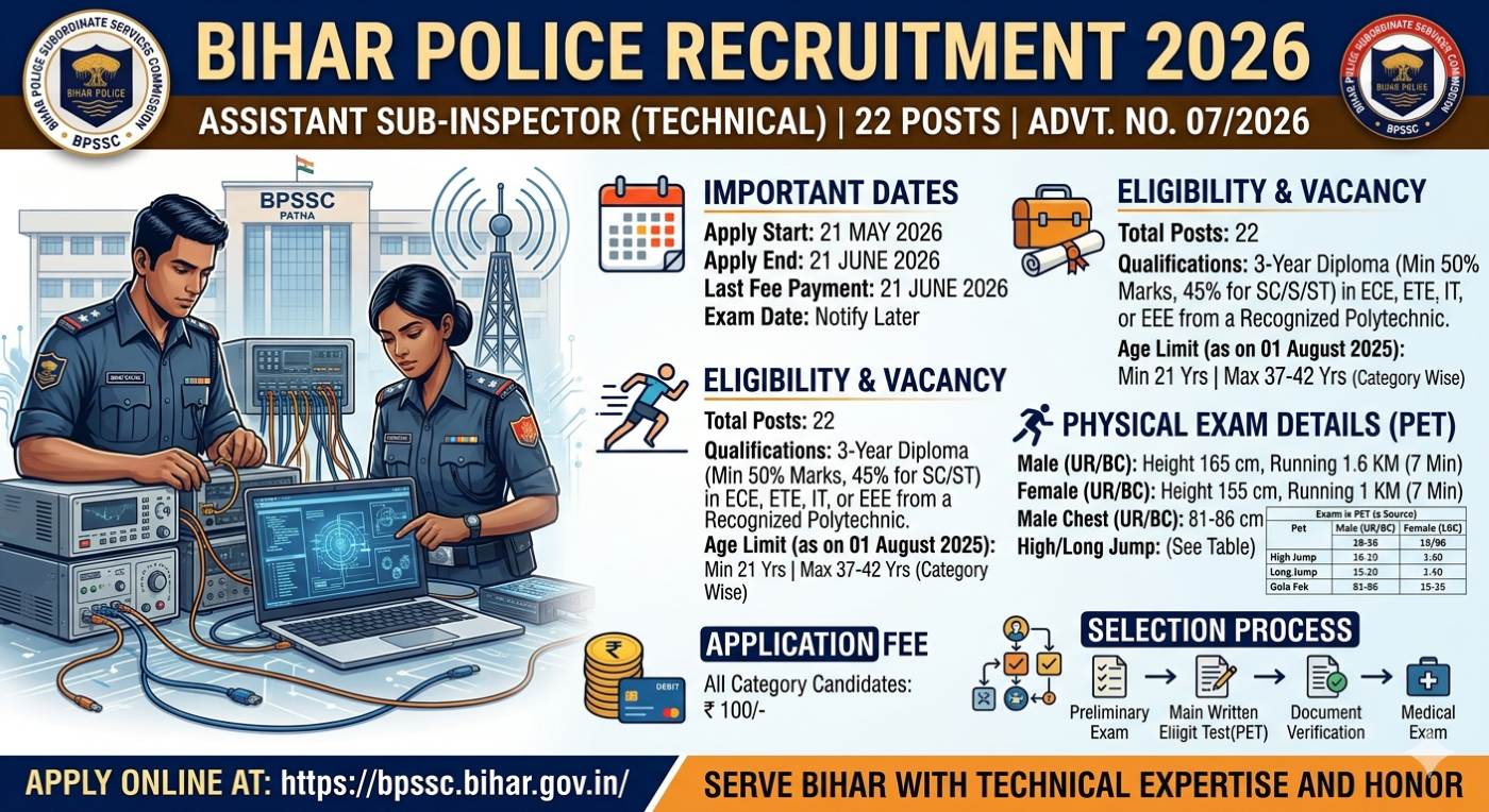 Bihar Police BPSSC ASI (Technical) Recruitment 2026